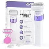 Bikini Trimmer for Women, IPX7 Waterproof Wet & Dry Electric Razors for Women, Bikini Legs Underarm Pubic Hairs Rechargeable Electric Shaver with 2 Trimmer Heads and Travel Razors