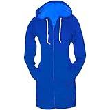 Skylinewears Women Casual Zip Up Hoodies Fleece Tunic Sweatshirt Long Hoodie Jacket With Pockets Blue L