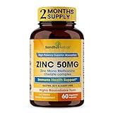 Sandhu Herbals Zinc 50mg Supplement for Men & Women| High Absorption Zinc Monomethionine Complex 60 Capsules| Supplements for Immune, Acne & Antioxidant Support| Vegetarian