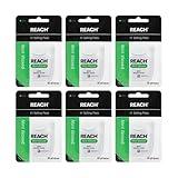 REACH Waxed Dental Floss, Mint, Plaque Remover for Teeth, Shred Resistant, Floss Slides Smoothly, Easy to Use, Waxed, Deep Cleaning Teeth, Oral Care, PFAS Free, for Adults & Kids, 6 Pack, 55 yd