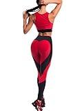 SEASUM Women Yoga Pants Heart Shape Patchwork Leggings High Waist Capris Workout Sport Fitness Gym Tights L