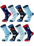 Berlune 8 Pairs Sailing Socks for Men Boat Nautical Cotton Crew Socks Cruise Navy Gift for Father's Day Birthday Favors