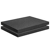 2 PCS Black Foam Padding- 16x12x1 Inch Polyurethane High Density Foam Cuttable Black Foam Sheet Packing Foam Pad Cushioning Inserts for Packing Cases and Crafts