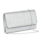 OSDUE Glitter Evening Bag Clutch Purses for Women, , Sparkling Envelope Evening Bag with Detachable Chain, for Prom, Wedding, Party, Banquet, Date (Silver)