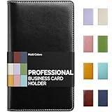 Sooez Leather Professional Business Card Book Holder Organizer, 240 Capacity Credit Card Booklet, PU Name Cards Holder Storage File for Men Women, Black