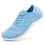 DLWKIPV Women Barefoot Shoes Slip-On Lightweight Minimalist Walking Shoes for Travel Hiking Casual Wear Daily Use Zero Drop Thin Sole Soft Breathable Upper Light_Blue US 9