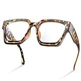 livho Oversized up to 99% Blue Light Blocking Glasses for Woman - Rectangle Fashion Glasses for Computer, Chic Preppy Frame - Anti Eyestrain
