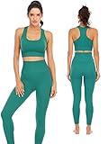Workout Sets for Women 2 Piece High Waisted Seamless Leggings with Padded Stretchy Sports Bra Sets Yoga Outfit Jogging Gym Clothes(NA007S- Green)