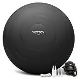 YOTTOY Anti-Burst Exercise Ball for Working Out, Yoga, Pregnancy & Physical Therapy - Extra Thick Stability Ball with Pump (Black)