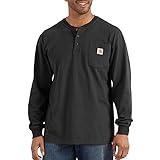 Carhartt Men's Loose Fit Heavyweight Long-Sleeve Pocket Henley T-Shirt, Black, X-Large