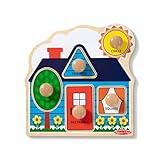 Melissa & Doug First Shapes Jumbo Knob Wooden Puzzle - Wooden Peg Chunky Baby Puzzle, Preschool Learning Shapes Knob Puzzle Board For Toddlers Ages 1+