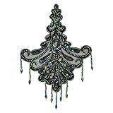 Expo International Vintage Oriental Lace Applique/Patch-8" x 6 1/2" Tulle, Black