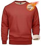 MAGCOMSEN Mens Sherpa Pullover Warm Winter Sweatshirts Crewneck Fleece Cotton Tops Sweatshirts Work Casual Wear Active Sweatshirts Warm Sweatshirt Pullover Tops Orange Red