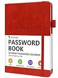 TUPARU Password Book with Alphabetical Tabs – Hardcover Internet Address & Password Organizer – Password Keeper Notebook for Computer & Website – 5.2 x 7.6 Log-in Password Journal w/Thick Paper (Red)