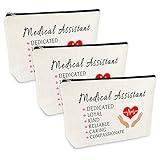 3 Pcs Medical Assistant Thank You Gift Makeup Bag MA Gift Medical Assistant Graduation Gift Cosmetic Bag Nurse Appreciation Gift Birthday Nurses Day Thanksgiving Christmas Gift for Medical Assistant