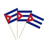 100 Pack Cuba Flag Cuban Toothpick Flags, Cocktail Picks Mini Stick Cupcake Toppers Country Picks Party Decoration Celebration Cocktail Food Bar Cake Flags (Cuba)