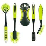Pine-Sol Scrub Brush Set - Long Handle Cleaning Brushes with Heavy Duty Bristles and Comfort Grip - Scrubbers for Kitchen, Household, and Dishwashing, 5 Pieces