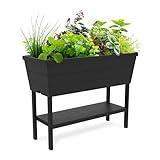 Keter Urban Bloomer 12.7 Gallon Raised Garden Bed and Outdoor Herb Garden Planter with Self Watering Gauge and Drainage Plug, Dark Grey