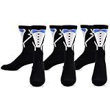 Special Wedding Day Men's Socks for Groom or Groomsmen Black Tuxedo 3 Pairs in Cotton Crew Cut