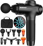 RAEMAO Massage Gun, Massage Gun Deep Tissue, Back Massage Gun for Athletes for Pain Relief Attaching 10 PCS Replacement Heads, Percussion Massager with 10 Speeds & LED Screen, Black