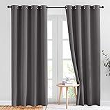 NICETOWN Gray Blackout Curtains for Bedroom 84 inches Long - Thermal Drapes Grommet Room Darkening Light Blocking Curtains Window Treatments for Living Room (2 Panels, W52 x L84, Grey)