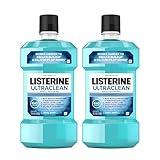 Listerine Ultraclean Oral Care Antiseptic Mouthwash, Everfresh Technology to Help Fight Bad Breath, Gingivitis, Plaque & Tartar, ADA-Accepted Oral Rinse, Cool Mint, 1 L, Pack of 2