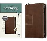 NLT Thinline Reference Zipper Bible, Filament Enabled (LeatherLike, Atlas Rustic Brown, Indexed, Red Letter)