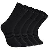 DoSmart Womens Merino Wool Hiking Socks Thermal Warm Walking Boot Winter Crew Cushion Work Socks 5 Pairs(5 Pairs Solid Black)