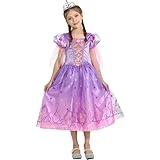 Lingway Toys Rapunzel Costume Dress For Girls,Luxury Girls Princess Dress Up Costumes With Tiara 7-8years