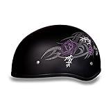 Daytona HELMETS Motorcycle Half Helmet Skull Cap- Purple Rose 100% DOT Approved