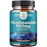 Vitamin B3 Niacinamide 500mg Capsules - Mitochondrial Energy and Potent Skin Supplement - Vitamin B3 Niacin 500mg Flush Free and Nicotinamide 500mg - Flush Free Niacin Supplement - 60 Count
