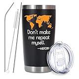 EchoMaven History Gifts for Men, History Teacher Gifts, Gifts for History Lovers, 20oz Don't Make Me Repeat Myself Stainless Steel Travel Tumbler, Christmas Birthday Gifts for History Teacher, Black