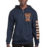 Junk Food Standard Soft Full Zip Hooded Fleece, Unisex Fit, Chicago Bears-Navy, 3X-Large, Blue