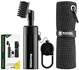 Handy Picks Golf Club Cleaner with Water, Spray Water Bottle Holds 5.5 OZ Water with Heavy Duty Metal Retractable Magnetic Clip, Waffle Microfiber Golf Towel, Ideal Golf Water Brush Combo Kit Black