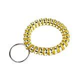 Lucky Line 2” Diameter Spiral Wrist Coil with Steel Key Ring, Flexible Wrist Band Key Chain Bracelet, Stretches to 12”, Gold, 1 Pack (410811)