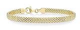 Miabella 18K Gold Over Sterling Silver Italian 5mm Mesh Link Chain Bracelet for Women, 925 Made in Italy (Length 7 Inches)