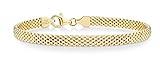 Miabella 18K Gold Over Sterling Silver Italian 5mm Mesh Link Chain Bracelet for Women, 925 Made in Italy (Length 7 Inches (Small))