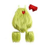 Nicoxijia Toddler Baby Boys Girls Christmas Cosplay Monster Costume Outfits Green Furry Santa Long Sleeve Tops and Pants Set