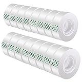 DHOOZ Clear Tape 16 Rolls - Transparent Gift Wrapping Tape Refills, Premium Adhesive for Gifts, Office Tapes Bulk, Desk & Home Supplies - Gift Wrap Tape Rolls