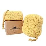 myHomeBody Bath Sponge, Foam Loofah, Body Scrubber for Bathing, Exfoliating Shower Pouf for Shower – Large Size, Lots of Lather, Curvy, 2 Pack