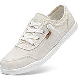 STQ Womens Canvas Shoes Cute Casual Sneakers Low Top Fashion Comfortable for Walking Beige Size 8.5