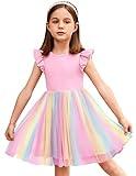 Arshiner Little Girls Tutu Dress Toddler Party Wedding Holiday Summer Sundress for Kids (0-Rainbow, 3T)