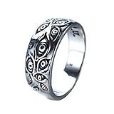 PMTIER Men's Vintage Stainless Steel Engraved Eye of God Ring Silver Tone Size 8