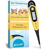 iProven Dog & Cat Thermometer for Accurate Fever Detection, Comfortable Flexible Tip, Waterproof Pet Thermometer, Fast Readings in 20 sec, Whelping and Veterinary Supply, DTK-117Y