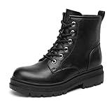 DREAM PAIRS Black Strong-5 Lace-up Platform Combat Boots Womens Ankle Booties Size 7.5