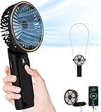 TUNISE Portable Handheld Fan, Portable Fan Rechargeable, 4000mAh, 180° Adjustable, 6 Speed Wind, Display Electricity in Real Time, USB Rechargeable Foldable Fan, Quiet Personal Fan as Power Bank