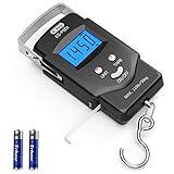 Dr.meter Fish Scale Luggage Scale - PS01 110lb/50kg Backlit LCD Display Digital Scale with Built-in Measuring Tape - Fishing Scale with 2 AAA Batteries, Pocket Size - Fishing Gifts for Men