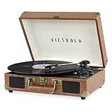 Victrola Vintage 3-Speed Bluetooth Portable Suitcase Record Player with Built-in Speakers | Upgraded Turntable Audio Sound|Brown, Model Number: VSC-550BT-BRW