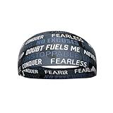 Unisex Headband/Sweatband. Best for Sports, Fitness, Working Out, Yoga. Tapered Design. (Black Motivational)