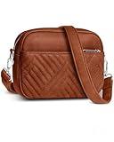 Shoulder Bag for Women - Faux Leather Crossbody Bag with Anti Theft RFID Protection & Adjustable Strap - Shoulder Bag with Silver Zippers & Anti Pickpocket Clip - Crossbody Purse with Guitar Strap